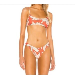 Floral Bikini Set in Orange and White